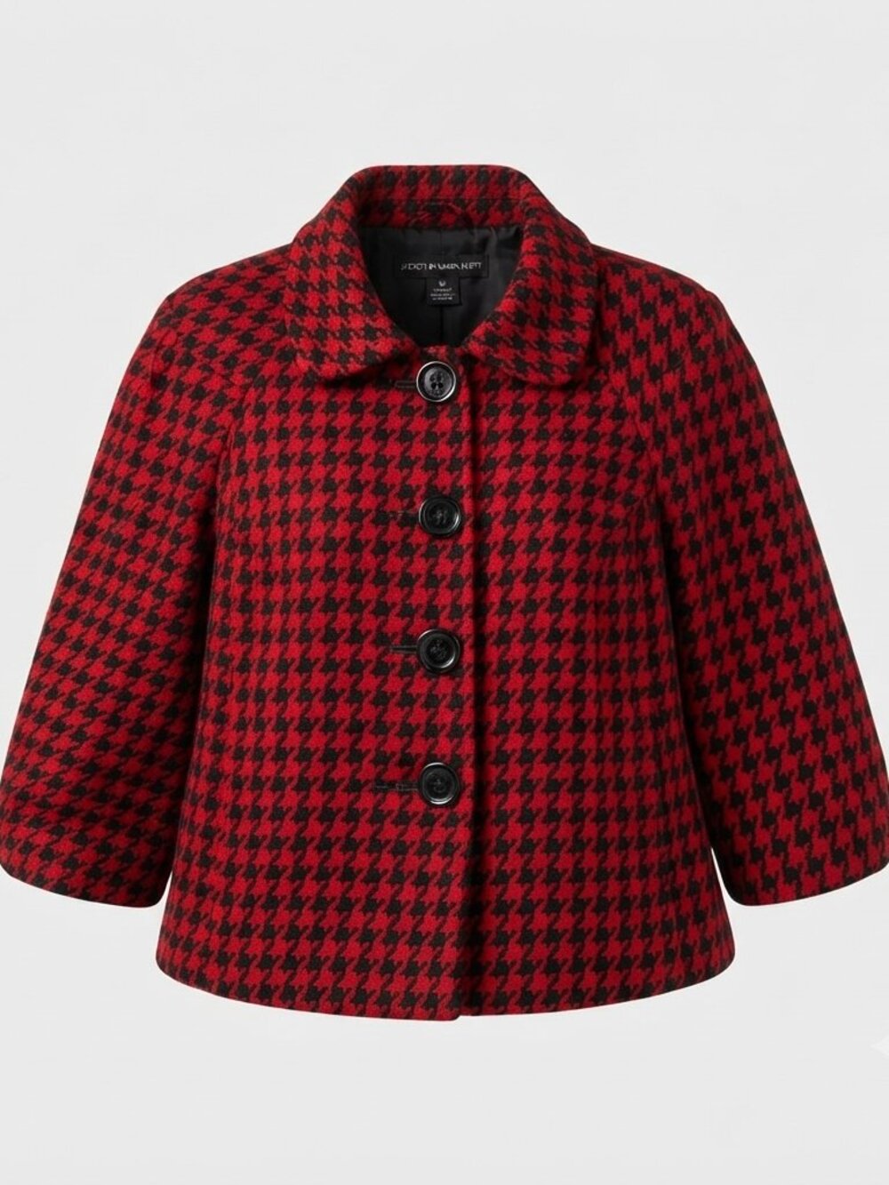 *2-4-$25* Briggs New York Red Black Houndstooth Petite Jacket Coat 12P